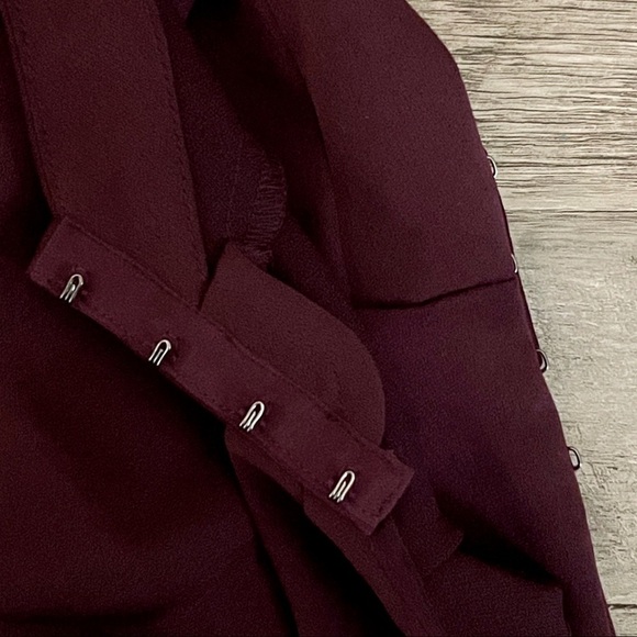 All Saints Cadia Midi Wrap Cold Shoulder Wine Burgundy Dress Size 2 - Picture 8 of 11